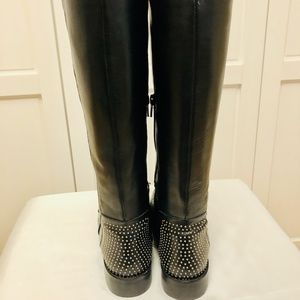 Italian Vera Gomma Studded Leather Tall Boots